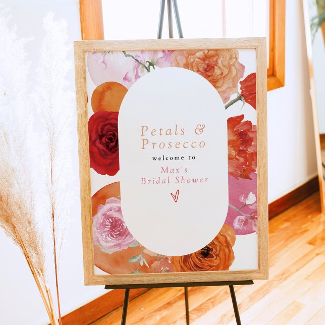 MAX Bright Floral Petals & Prosecco Bridal Shower Poster (Creator Uploaded)