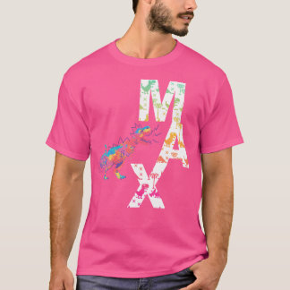 Max - Cool Boys Name With Colourful Dinosaurs T-Shirt