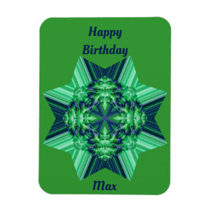 MAX Green Blue Birthday card Octagonal Star ~ Magnet