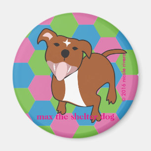 Max   Hexagon Floppy Ears, 2¼ Inch Round Magnet