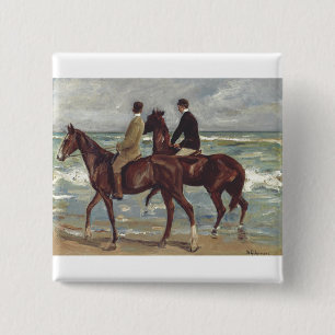Max Liebermann: Two Riders on the Beach Art 15 Cm Square Badge