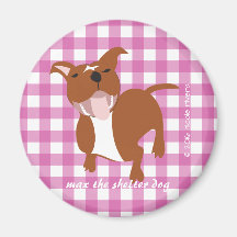 Max | Pink Gingham 2¼ Inch Round Magnet
