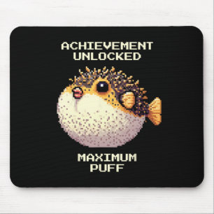 Max Puff Achieved Pixel Pufferfish Retro Gamer Art Mouse Mat