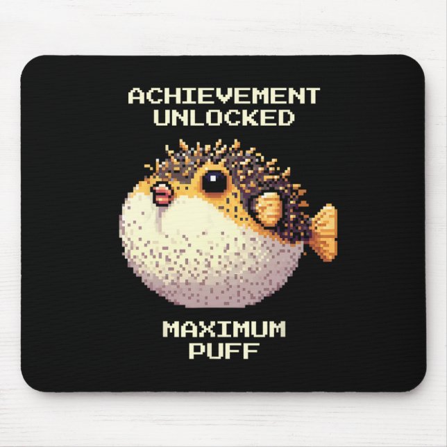 Max Puff Achieved Pixel Pufferfish Retro Gamer Art Mouse Mat (Front)