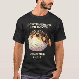 Max Puff Achieved Pixel Pufferfish Retro Gamer Art T-Shirt