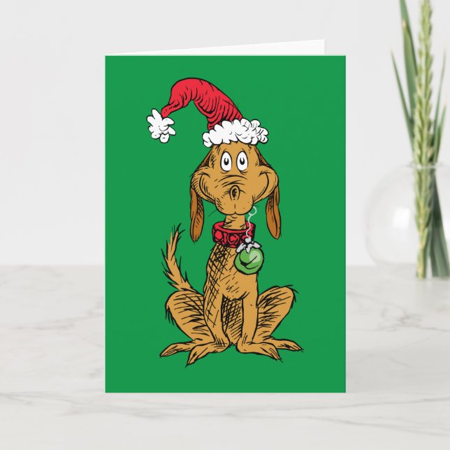 Max the Dog in Santa Hat Card (Front)