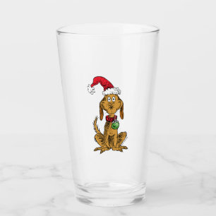 Max the Dog in Santa Hat Glass