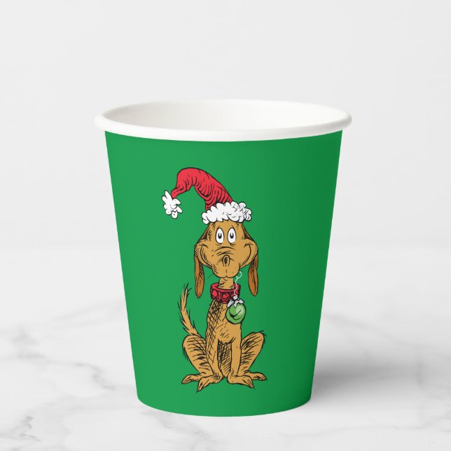 Max the Dog in Santa Hat Paper Cups (Front)