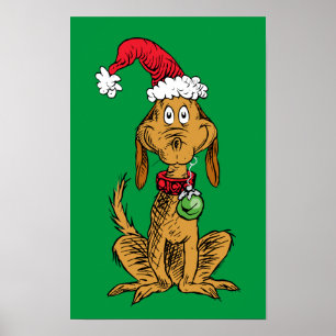Max the Dog in Santa Hat Poster