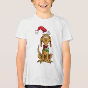 Max the Dog in Santa Hat Tri-Blend Shirt