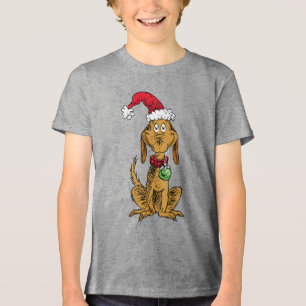 Max the Dog in Santa Hat Tri-Blend Shirt