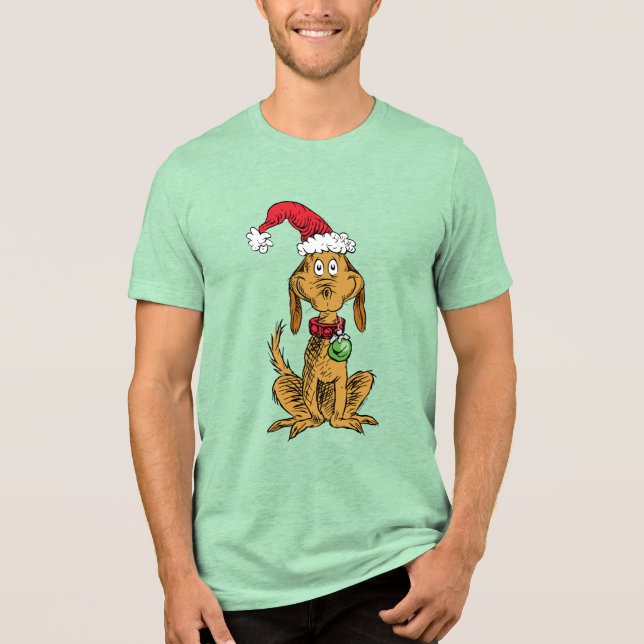 Max the Dog in Santa Hat Tri-Blend Shirt (Front)