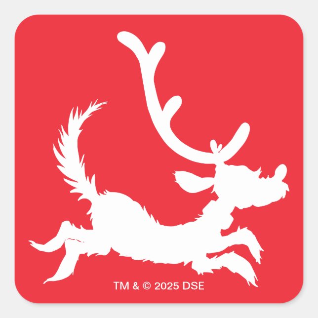 Max the Reindeer Silhouette Square Sticker (Front)