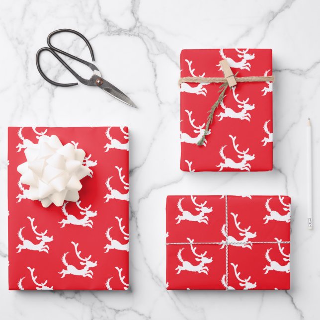 Max the Reindeer Silhouette Wrapping Paper Sheet (Front)