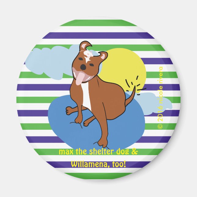 Max & Willamena | Striped 2¼ Inch Round Magnet (Front)