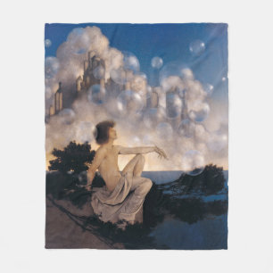 Maxfield Parrish Air Castles 1904 Vintage Fantasy  Fleece Blanket