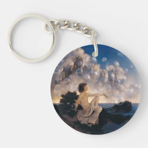 Maxfield Parrish Air Castles 1904 Vintage Fantasy  Key Ring