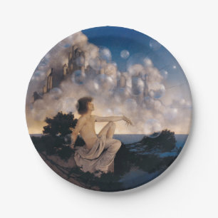 Maxfield Parrish Air Castles 1904 Vintage Fantasy  Paper Plate