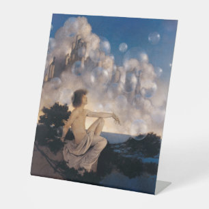 Maxfield Parrish Air Castles 1904 Vintage Fantasy  Pedestal Sign