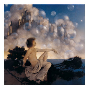 Maxfield Parrish Air Castles 1904 Vintage Fantasy  Poster