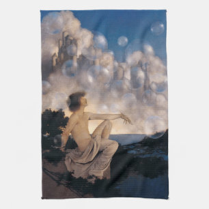 Maxfield Parrish Air Castles 1904 Vintage Fantasy  Tea Towel