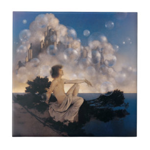 Maxfield Parrish Air Castles 1904 Vintage Fantasy  Tile