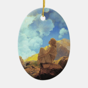 Maxfield Parrish Morning 1922 Cloud Blue Fine Art Ceramic Tree Decoration
