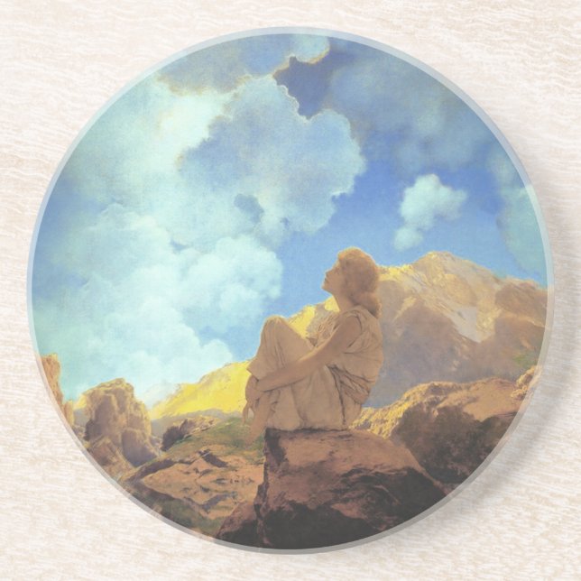 Maxfield Parrish Morning 1922 Cloud Blue Fine Art Coaster (Front)