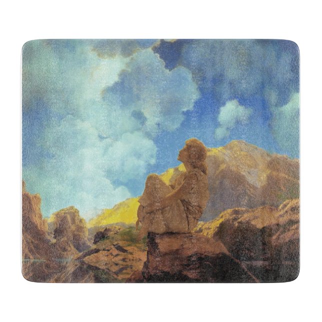 Maxfield Parrish Morning 1922 Cloud Blue Fine Art Cutting Board (Front)