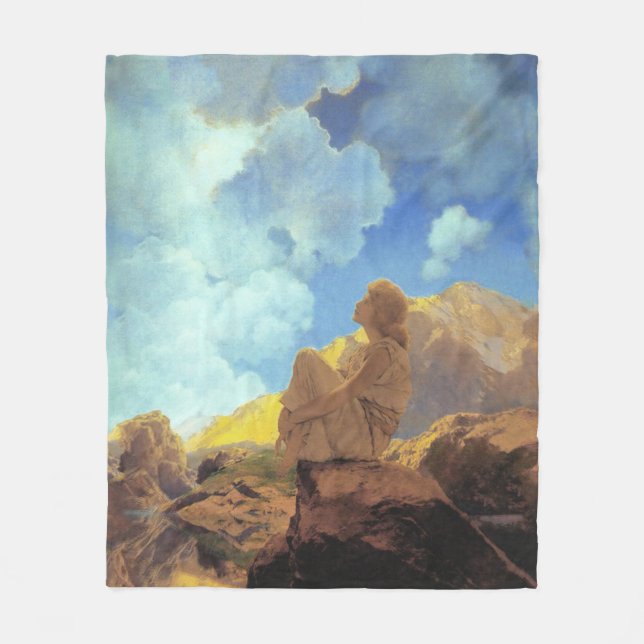 Maxfield Parrish Morning 1922 Cloud Blue Fine Art Fleece Blanket (Front)