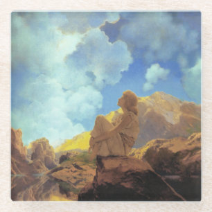 Maxfield Parrish Morning 1922 Cloud Blue Fine Art Glass Coaster