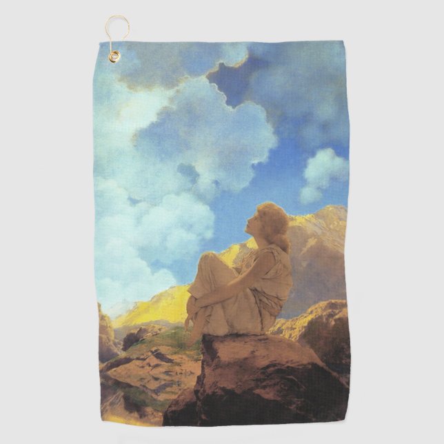 Maxfield Parrish Morning 1922 Cloud Blue Fine Art Golf Towel (Front)