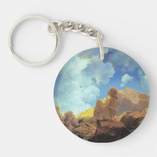 Maxfield Parrish Morning 1922 Cloud Blue Fine Art Key Ring