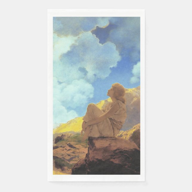Maxfield Parrish Morning 1922 Cloud Blue Fine Art Napkin (Front)