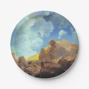 Maxfield Parrish Morning 1922 Cloud Blue Fine Art Paper Plate