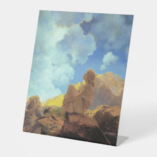Maxfield Parrish Morning 1922 Cloud Blue Fine Art Pedestal Sign