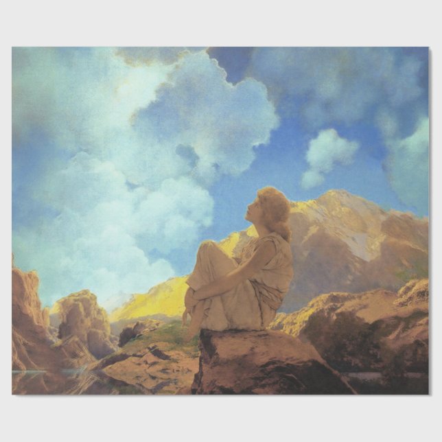Maxfield Parrish Morning 1922 Cloud Blue Fine Art Wrapping Paper (Flat)