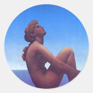 "Maxfield Parrish Stars" Classic Round Sticker