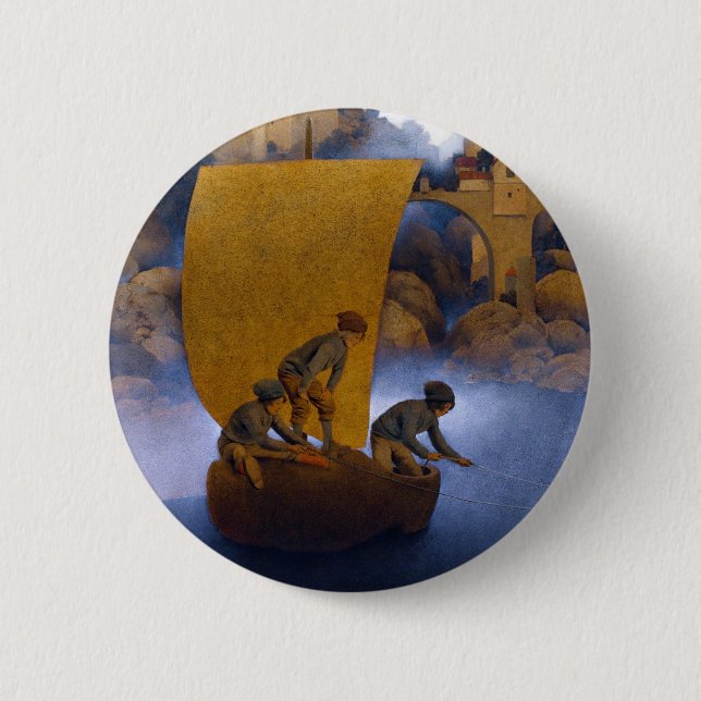 Maxfield Parrish Wynken Blynken and Nod 6 Cm Round Badge (Front)
