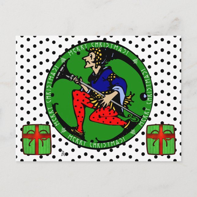 Maxfield Parrish-y Christmas Elf Holiday Postcard (Front)