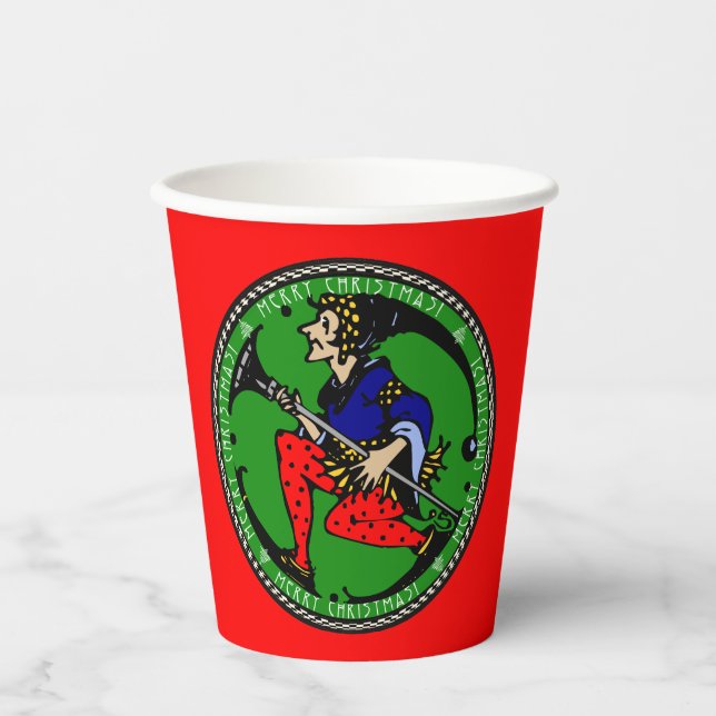 Maxfield Parrish-y Christmas Elf Paper Cups (Front)