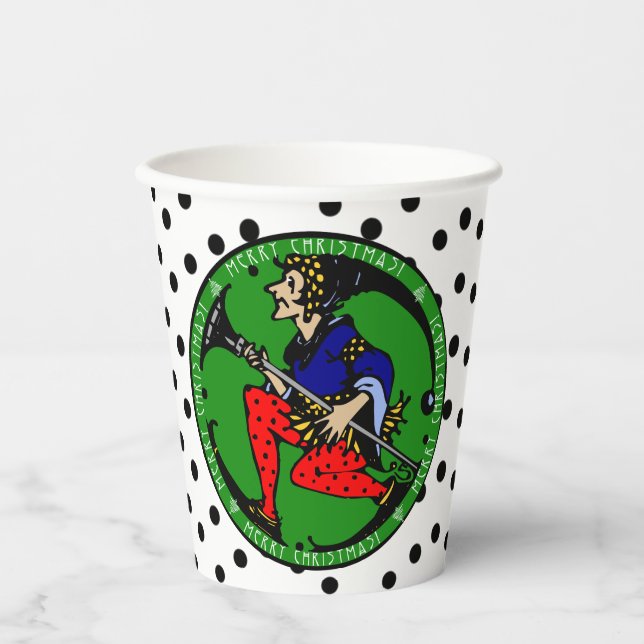 Maxfield Parrish-y Christmas Elf Paper Cups (Front)