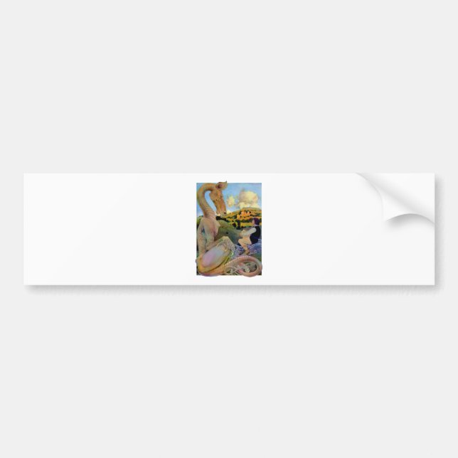 Maxfield Parrish's Conversation with a Dragon Bumper Sticker (Front)