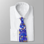 Maximal Hanukkah Tie<br><div class="desc">Colourful dreidels, menorahs, and stars on a rich blue background.</div>