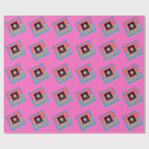 Maximalism Birthday Colourful Chequered Floral Wrapping Paper