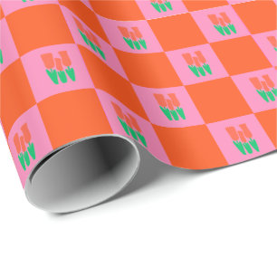 Maximalism Birthday Colourful Chequered Floral Wrapping Paper