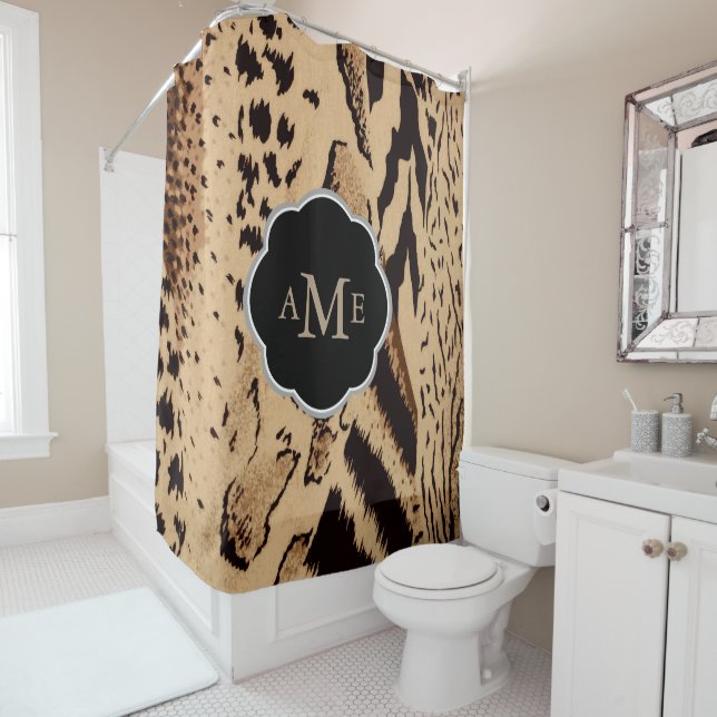 Maximalist 90s Animal Print - Personalised Shower Curtain (In Situ)