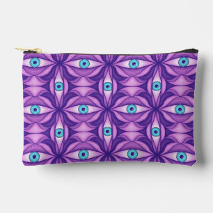 Maximalist Abstract Botanical Eye Pattern Purple Accessory Pouch