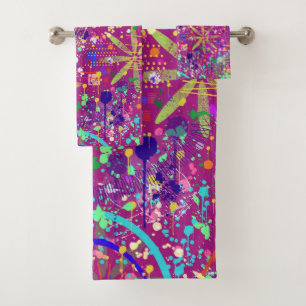 Maximalist Abstract in Bold Colour Bath Towel Set