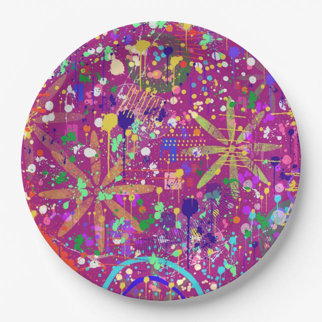 Maximalist Abstract in Bold Colour Paper Plate (Front)